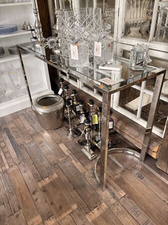 Konsol bord i sølv/glas 140x45x78 cm