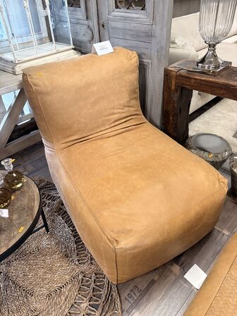 Loungestol i læder COGNAC 83x103x83 cm