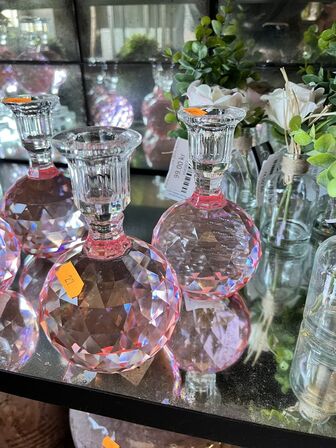 2 stk. Lysestager i krystal