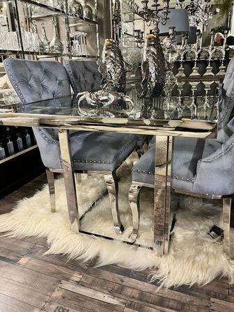 Spisebord i alu/glas KRONE 1 220x90x77 cm