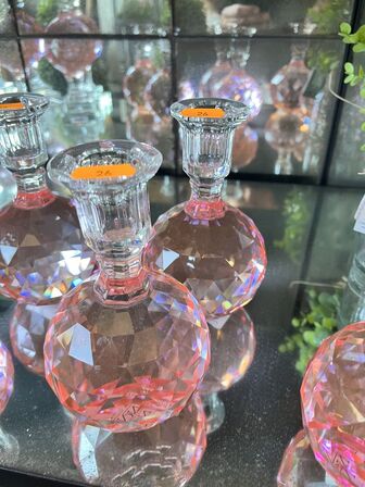 2 stk. Lysestager i krystal