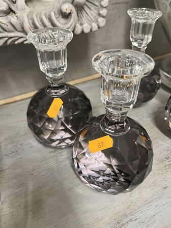 2 stk. Lysestager i krystal