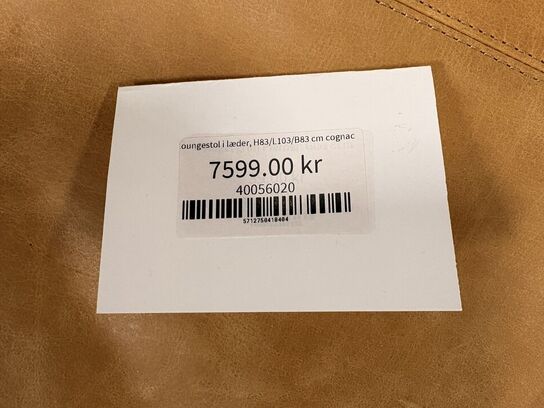 Loungestol i læder COGNAC 83x103x83 cm