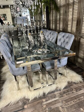 Spisebord i alu/glas KRONE 1 220x90x77 cm