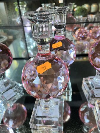 2 stk. Lysestager i krystal