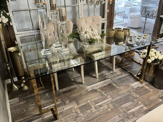 Spisebord i alu/glas 200x100 cm