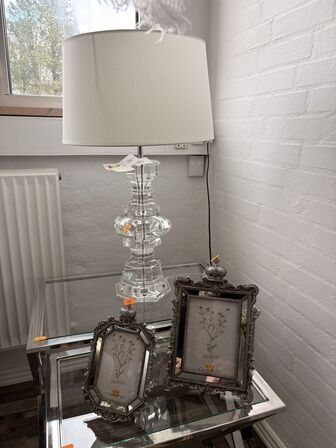 Bordlampe i glas m. Rammer