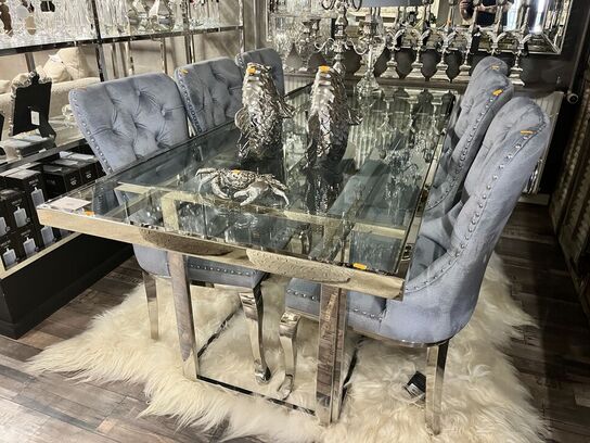 Spisebord i alu/glas KRONE 1 220x90x77 cm