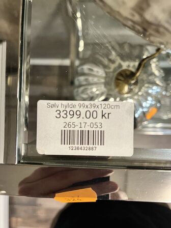 Reol m. Glashylder 99x39x120 cm.