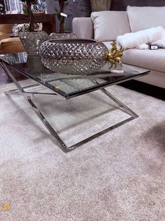 Sofabord i alu/glas KARLSTAD 130x70x40 cm.