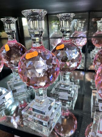 2 stk. Lysestager i krystal