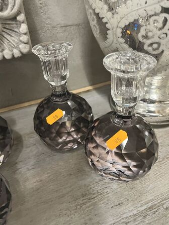 2 stk. Lysestager i krystal