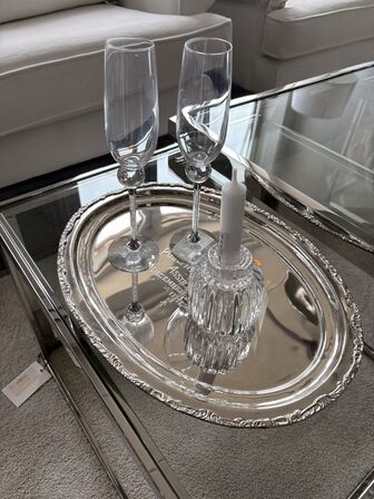Sølvfad m. Glas