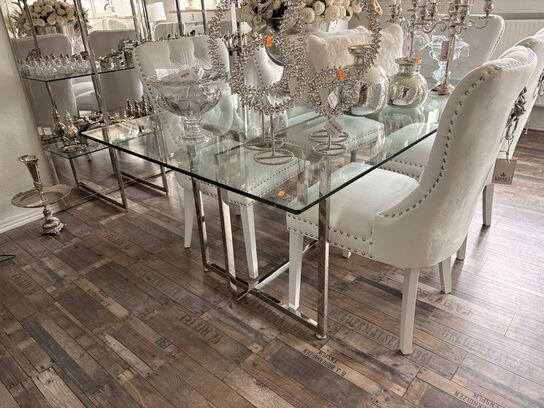 Spisebord i alu/glas 200x100x4 cm