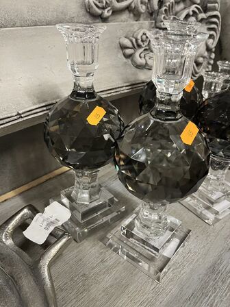 2 stk. Lysestager i krystal