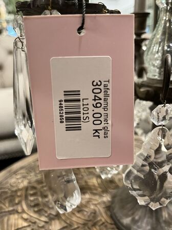 Lysestage m. glaskrystaller