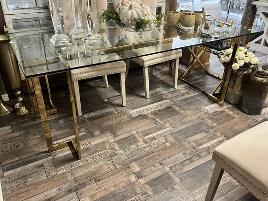 Spisebord i alu/glas 200x100 cm