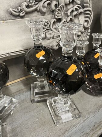 2 stk. Lysestager i krystal