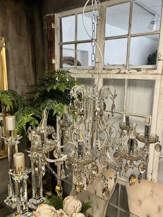 Lysekrone m. Glaskrystaller 70x58 cm