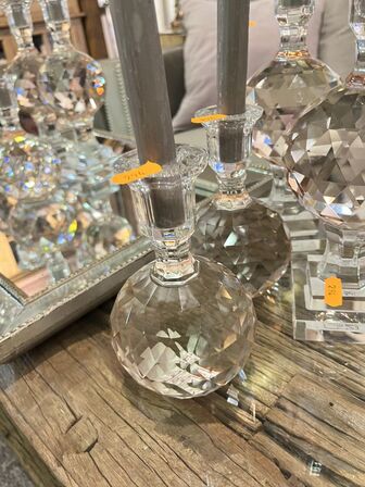 4 stk. Lysestager i glaskrystal