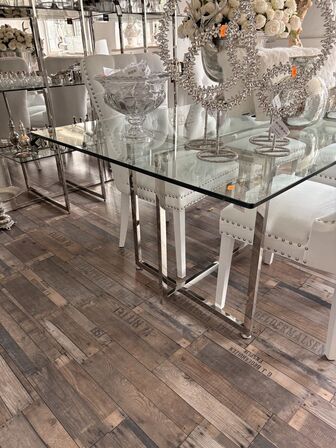 Spisebord i alu/glas 200x100x4 cm