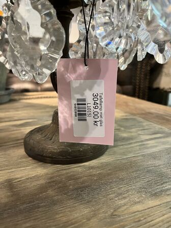 Lysestage m. glaskrystaller