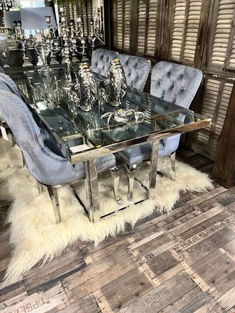 Spisebord i alu/glas KRONE 1 220x90x77 cm