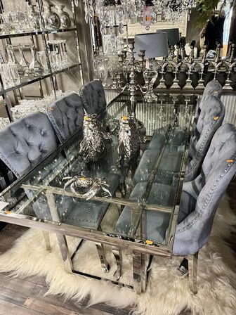 Spisebord i alu/glas KRONE 1 220x90x77 cm