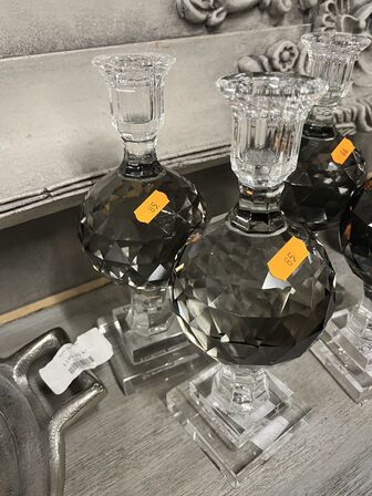 2 stk. Lysestager i krystal