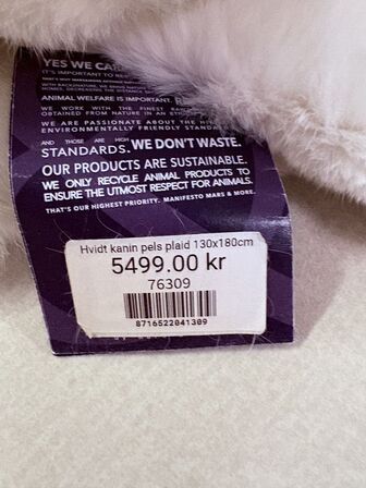 Tæppe i kaninpels  130x180 cm.