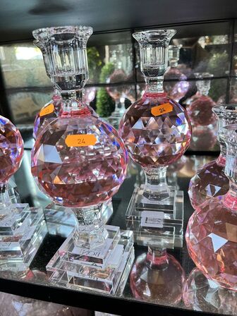 2 stk. Lysestager i krystal