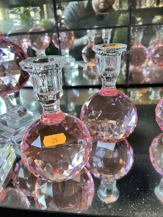 2 stk. Lysestager i krystal