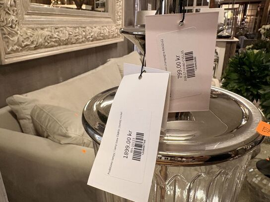 Bordlampe i glas/krom H: 61 cm