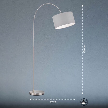 Fischer og honsel arc gulvlampe mat nikkel 170 Cm(ubrugt)
