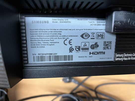 2 stk. 24" PC Skærm SAMSUNG + 1 Tastatur LENOVO