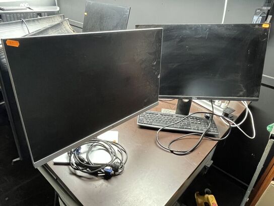 2 stk. PC Skærm 27" DELL, 24" HP  + 1 tastatur
