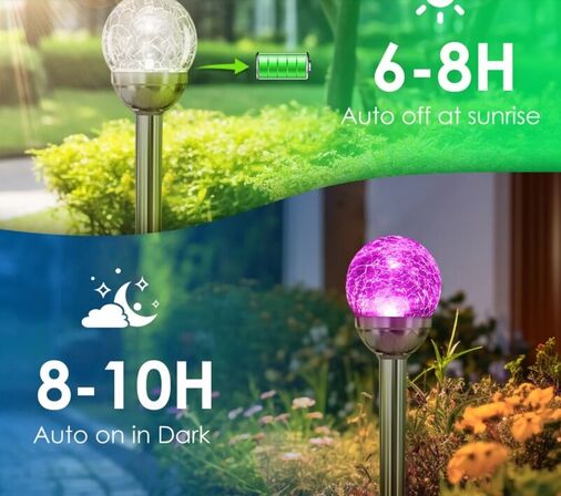 6 stk. grundig solcelle lampe m. farve skifte led ip44 34 cm(ubrugt)
