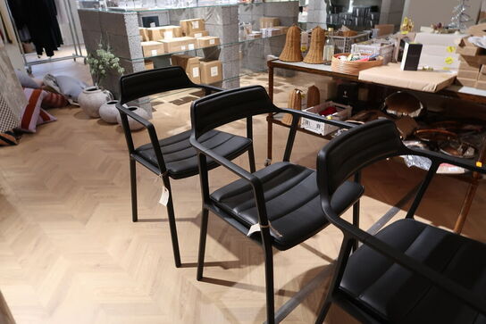 3 stk. spisebordsstole VIPP 451 Alu Stel og Sort Læder