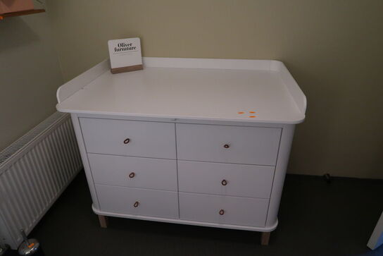 Puslekommode OLIVER FURNITURE Wood Hvid / Eg - 6 skuffer