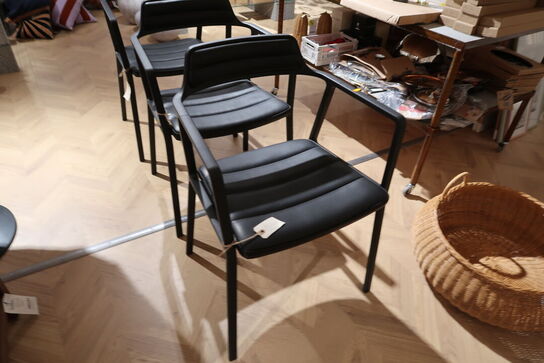 3 stk. spisebordsstole VIPP 451 Alu Stel og Sort Læder