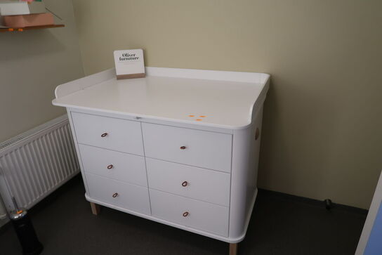 Puslekommode OLIVER FURNITURE Wood Hvid / Eg - 6 skuffer