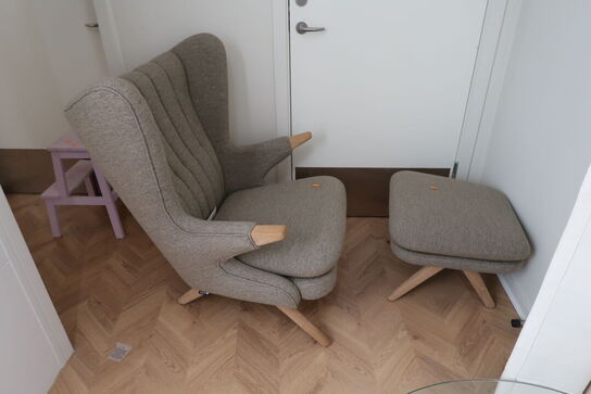 Lænestol SVEND SKIPPER Bamse STol Hallingdal med skammel