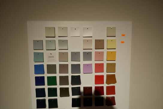 Tavle med vareprøver