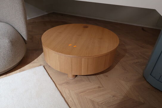 Sofabord FERM LIVING Olles Storage Table Ø80 Natural Oak