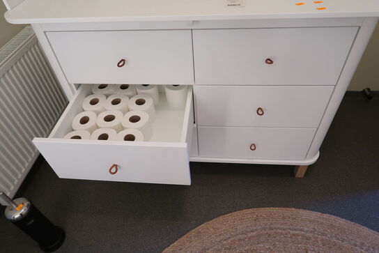 Puslekommode OLIVER FURNITURE Wood Hvid / Eg - 6 skuffer