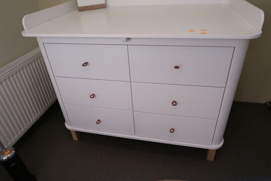 Puslekommode OLIVER FURNITURE Wood Hvid / Eg - 6 skuffer