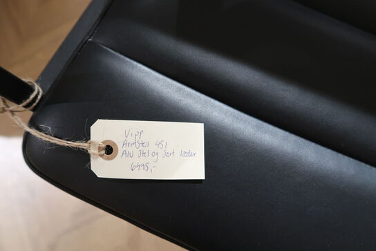 3 stk. spisebordsstole VIPP 451 Alu Stel og Sort Læder