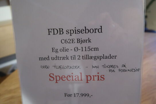 Spisebord FDB C62E Bjørk Eg Olie