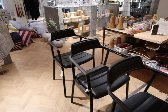 3 stk. spisebordsstole VIPP 451 Alu Stel og Sort Læder