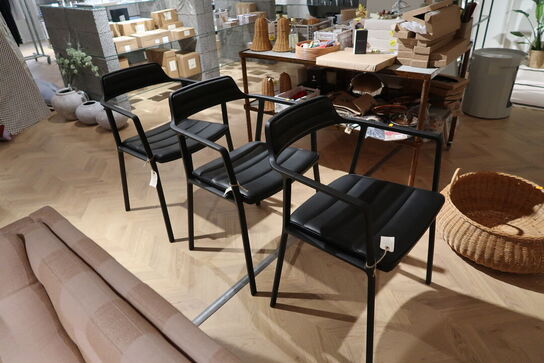 3 stk. spisebordsstole VIPP 451 Alu Stel og Sort Læder